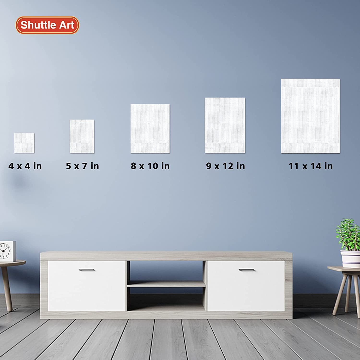 Shuttle Art Stretched Canvas, 15 Multi Pack, 4x4, 5 x 7, 8 x 10, 9x12, 11 x  14 Inches (3 of Each), 100% Cotton, Primed White Painting Canvas, Art  Canvases for Acrylic, Oil, Acrylic Pouring Painting 